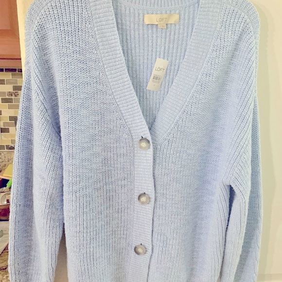 NWT Loft Soft Blue Cardigan size Medium - Picture 2 of 5